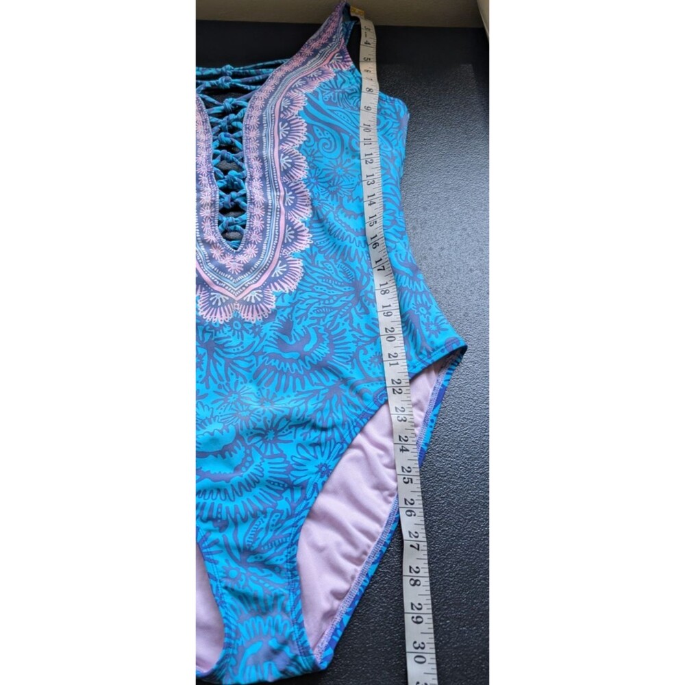Lilly Pulitzer Lattice One Piece Swimsuit Boho Preppy Beach Vacation Size 12 - Picture 6 of 15